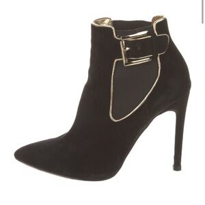 Roberto Cavalli Black and Gold Heeled Boots
